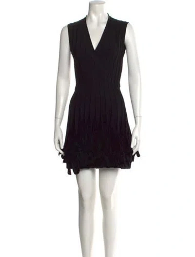 Pre-owned Alaïa V-neck Mini Dress In Black
