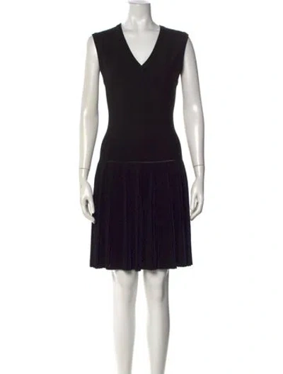 Pre-owned Alaïa V-neck Mini Dress In Black