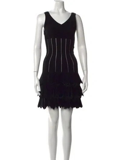 Pre-owned Alaïa V-neck Mini Dress In Black