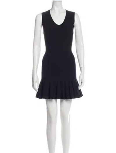 Pre-owned Alaïa V-neck Mini Dress In Black
