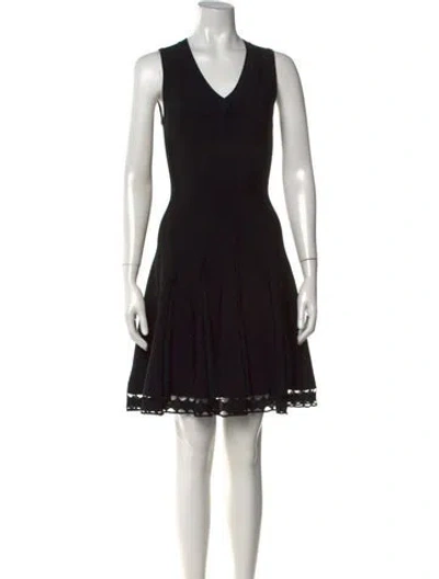 Pre-owned Alaïa V-neck Mini Dress In Black