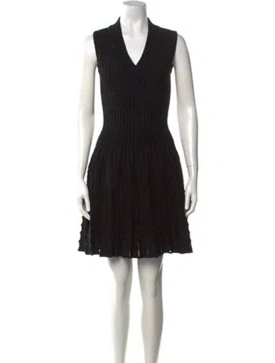 Pre-owned Alaïa V-neck Mini Dress In Black