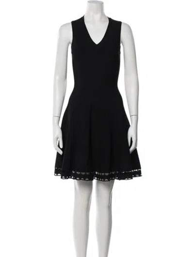 Pre-owned Alaïa V-neck Mini Dress In Black