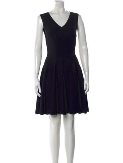 Pre-owned Alaïa V-neck Mini Dress In Blue