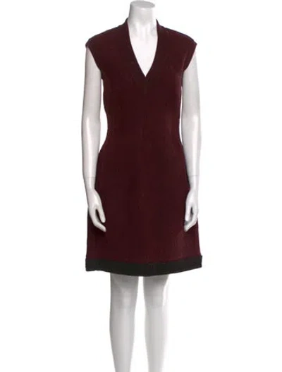 Pre-owned Alaïa V-neck Mini Dress In Burgundy