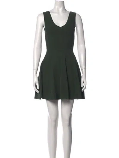 Pre-owned Alaïa V-neck Mini Dress In Green