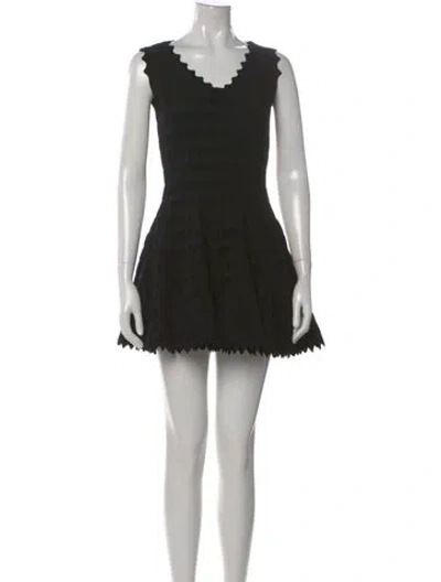 Pre-owned Alaïa V-neck Mini Dress In Multi