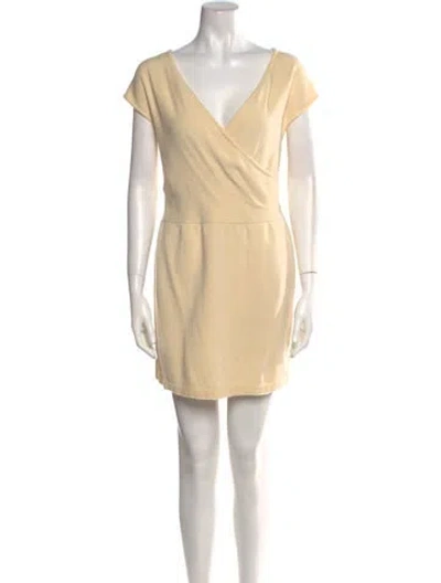 Pre-owned Alaïa V-neck Mini Dress In Neutral