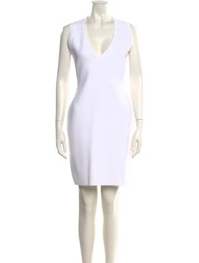 Pre-owned Alaïa V-neck Mini Dress In Neutral