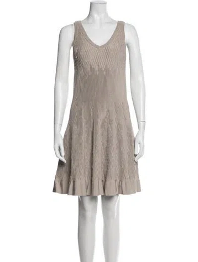 Pre-owned Alaïa V-neck Mini Dress In Neutral