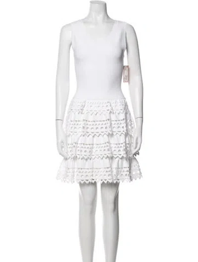 Pre-owned Alaïa V-neck Mini Dress In Neutrals