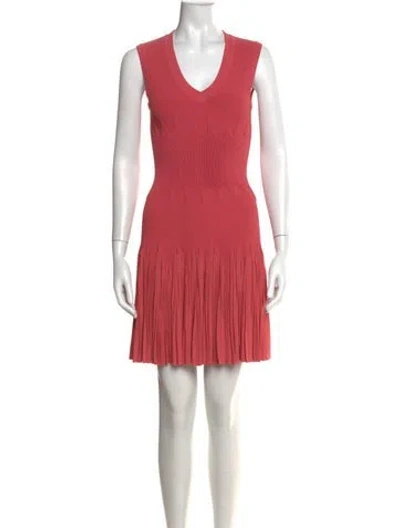 Pre-owned Alaïa V-neck Mini Dress In Pink