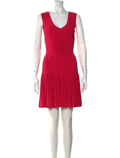 Pre-owned Alaïa V-neck Mini Dress In Pink
