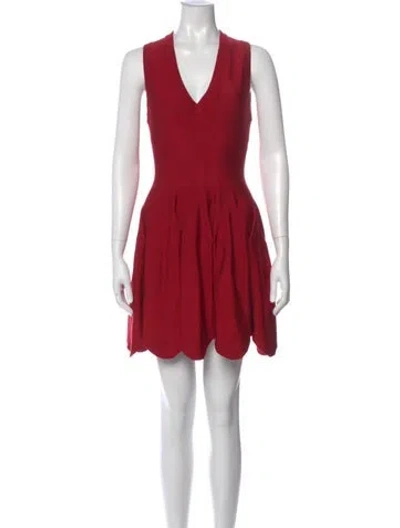 Pre-owned Alaïa V-neck Mini Dress In Red