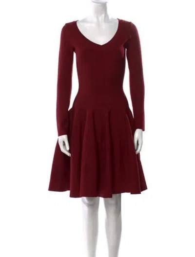 Pre-owned Alaïa V-neck Mini Dress In Red