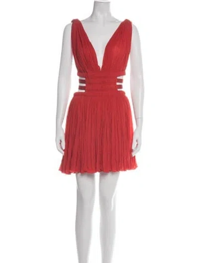 Pre-owned Alaïa V-neck Mini Dress W/ Tags In Red