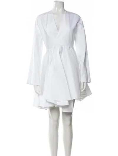 Pre-owned Alaïa V-neck Mini Dress W/ Tags In White