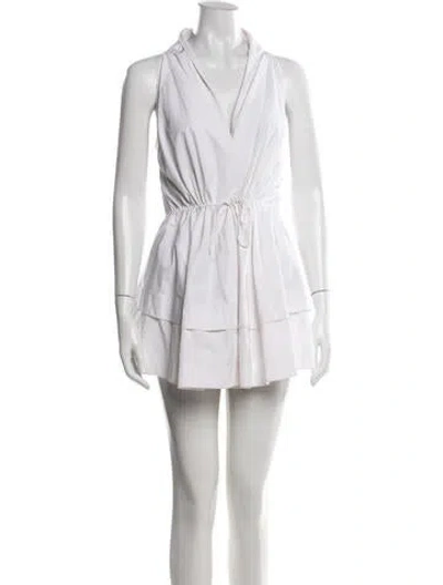 Pre-owned Alaïa V-neck Mini Dress In White
