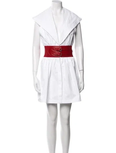 Pre-owned Alaïa V-neck Mini Dress In White