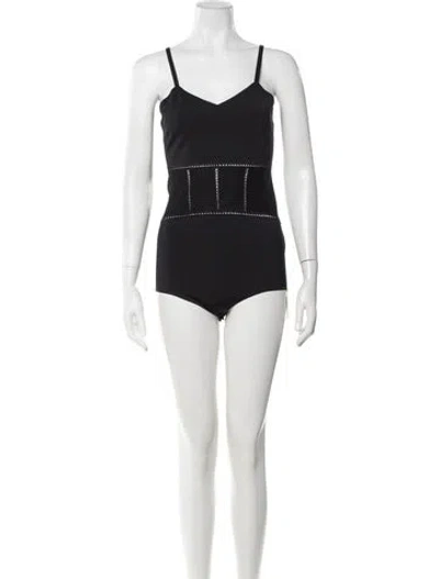 Pre-owned Alaïa V-neck Sleeveless Bodysuit W/ Tags In Black