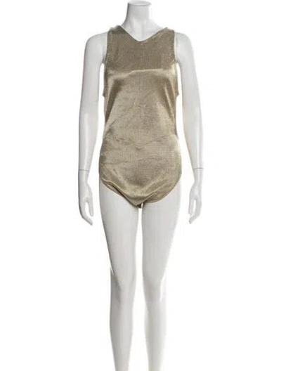 Pre-owned Alaïa V-neck Sleeveless Bodysuit W/ Tags In Yellow