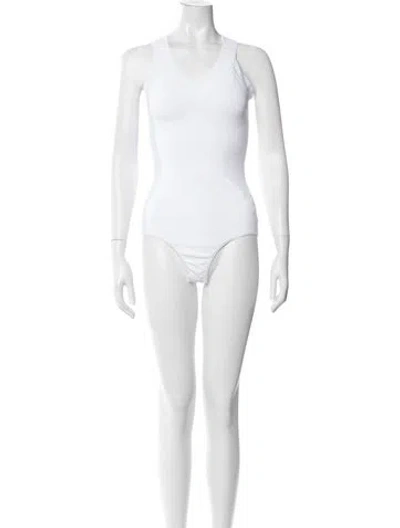 Pre-owned Alaïa V-neck Sleeveless Bodysuit In White