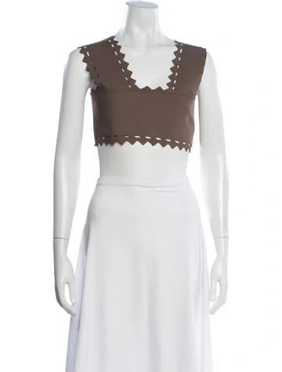 Pre-owned Alaïa V-neck Sleeveless Crop Top In White