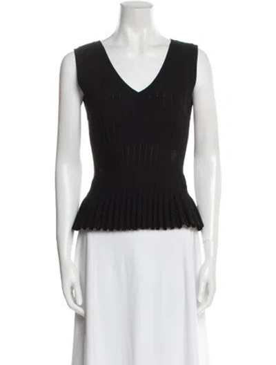Pre-owned Alaïa V-neck Sleeveless Top In Black