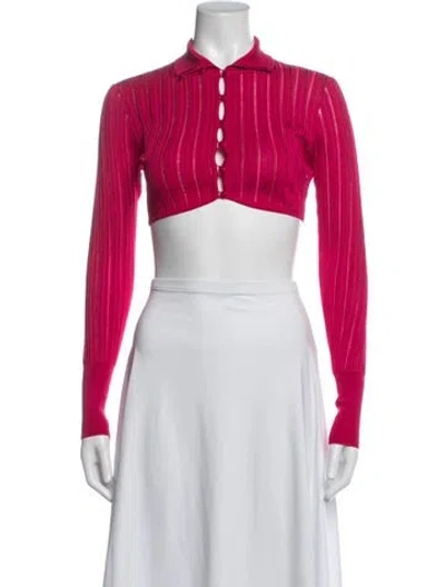 Pre-owned Alaïa V-neck Sweater In Pink