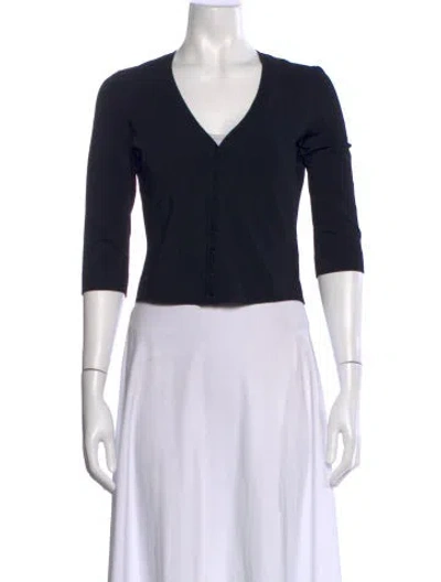 Pre-owned Alaïa V-neck Three-quarter Sleeve Top In Black