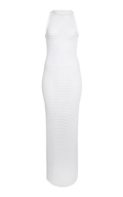 ALAÏA WAFFLE-KNIT MAXI DRESS