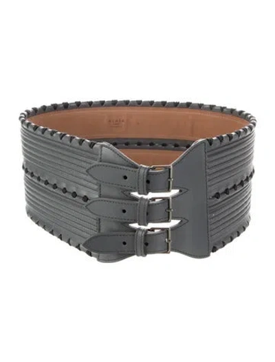Pre-owned Alaïa Waist Belt Wide Waist Belt In Gray