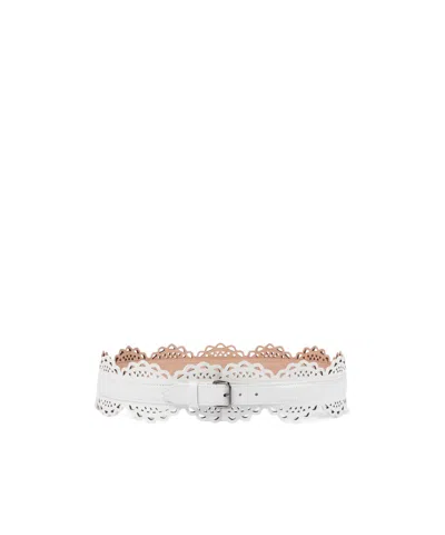 Alaïa Waist Belt With Embossed Patterns In White