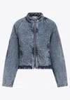 Alaïa Paneled Denim Jacket In Blue