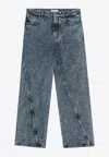 Alaïa Alaia Twisted Stonewashed Denim Jeans Women In Gray