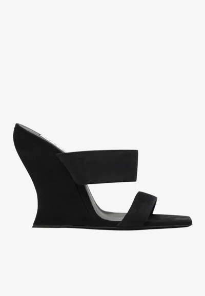 Alaïa Wave 110 Suede Wedge Mules In Black