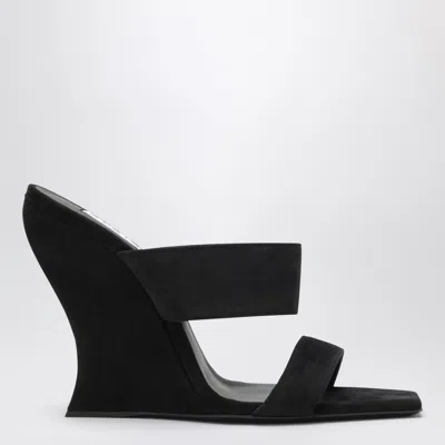 Alaïa Wave 110 Suede Wedge Mules In Black