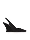 Alaïa Cube Wedge Slingbacks In Suede In Black