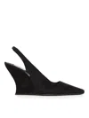Alaïa Wave Mules Suede Wedge Heel Pointed Toe In Black