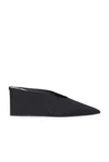 Alaïa Satin Wedge Mules Cube Toe Pointed In Black