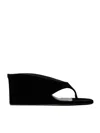 Alaïa Alaia Black Suede Goat Leather Wedge Thong Mules In Animal Print