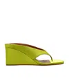 Alaïa Cube Satin Wedge Thong Sandals In Green