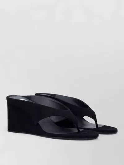 ALAÏA WEDGE THONG MULES CUBE HEEL SUEDE