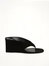 Alaïa Alaia Black Suede Goat Leather Wedge Thong Mules In Black