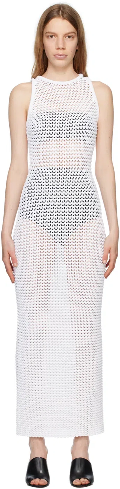 ALAÏA WHITE 3D WAFFLE MAXI DRESS