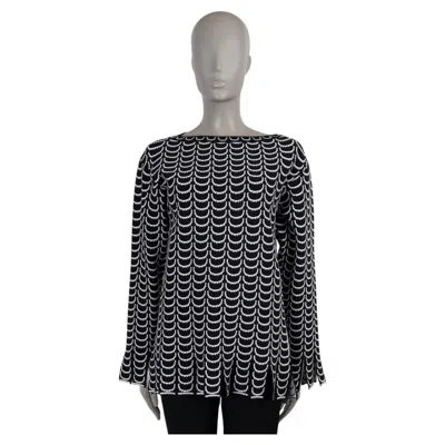 Pre-owned Alaïa Alaia White & Black Viscose 2015 Scale Jacquard Shirt 36 Xs