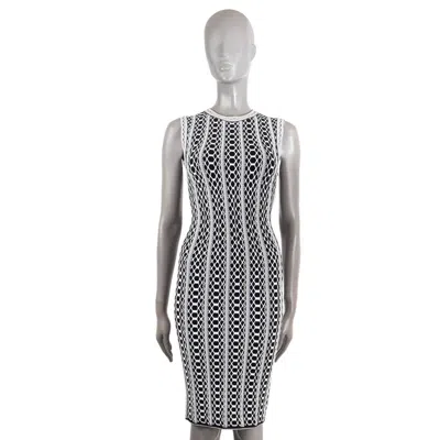 Pre-owned Alaïa Alaia White & Black Viscose Python-jacquard Knit Dress 36 Xs
