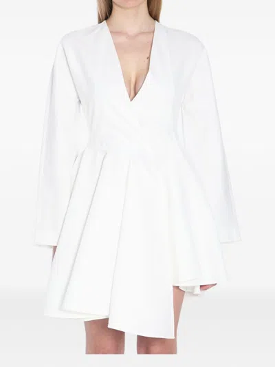 Alaïa White Asymmetrical Dress With Belt