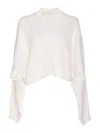 Alaïa Open-back Pullover In Cotton And Linen Knit In White
