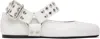 Alaïa Leather Biker Ballet Flats In 020 - Blanc Casse
